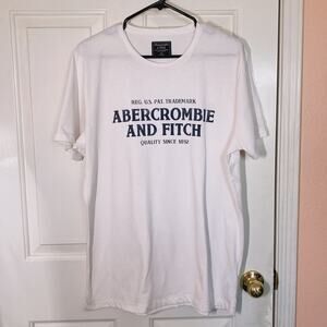 Abercrombie and Fitch White Graphic Crewneck Short Sleeve Top Shirt | XL